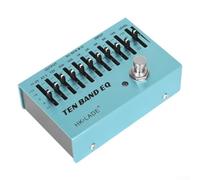 Vibsky Pédale d'égaliseur 10 bandes en alliage d'aluminium finition bleue | Circuit bypass pour zéro perte, curseurs 10 bandes, corps en aluminium, compatible guitare et basse