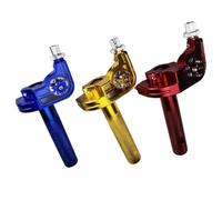 Vibsky Poignée d'accélérateur en alliage d'aluminium avec construction CNC, design moleté, collier de serrage réglable, rouge/bleu doré