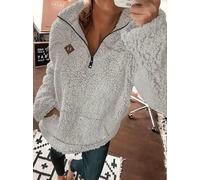 Vibsky Pull Polaire pour Femme Demi-Zip Surdimensionné Poches Pull Polaire | Demi-zip pratique, poches zippées, coupe surdimensionnée, tissu polaire doux, idéal hiver