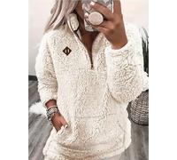 Vibsky Pull Polaire pour Femme Demi-Zip Surdimensionné Poches Pull Polaire | Demi-zip pratique, poches zippées, coupe surdimensionnée, tissu polaire doux, idéal hiver