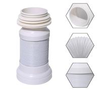 Vibsky Raccord flexible en PVC blanc pour cuvette de toilettes, tuyau d'évacuation réglable, extensible de 250 mm à 500 mm pour une connexion permanente solide et fiable entre la cuvette de WC et la