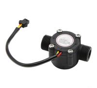 Vibsky S201 Capteur de débit d'eau de haute précision, débitmètre à filetage G1/2 1-30 L/min, corps en nylon résistant à -20 ~ 100 ℃ pour chauffe-eau et distributeur d'eau (noir S201)