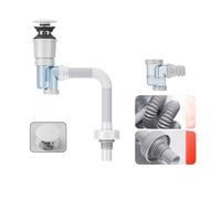 Vibsky Siphon d'évier en acier inoxydable ABS avec siphon anti-odeur P Siphon triple système d'étanchéité pour lavabo de salle de bain, pour lavabo à trop-plein et sans trop-plein 14 x 5 x 33 cm