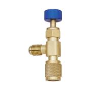 Vibsky Soupape de sécurité de remplissage de climatisation compatible avec les systèmes de réfrigérant R410A R22, valve AC en laiton bleu/rouge avec HD pivotant, sangle anti-lk et contrôle précis de