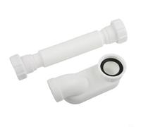 Vibsky Tuyau d'évacuation flexible G1-1/2 P pour baignoire/douche - Coude de 15 cm - Extension maximale de 80 cm - Blanc