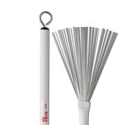 Vic Firth Balai Jazz à Poils Métalliques Escamotables, en Fil Epais, Manche en Plastique Blanc