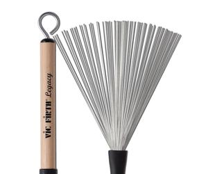 Vic Firth Legacy Balai, Poils Métalliques Escamotables, Manche en Bois