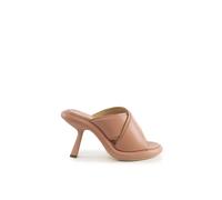 Vic Matié - Élégante Sandale en Cuir Bout Rond Talon - Femme - Chaussures - Beige - Taille: 40 EU