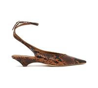Vic Matié - Escarpins Slingback Pointus en Cuir Effet Python - Femme - Chaussures - Brun - Taille: 38 EU