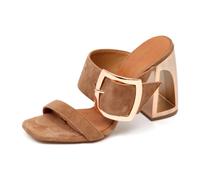 Vic Matié - Sandale en daim à talon de 10 cm - Femme - Chaussures - Brun - Taille: 35 EU