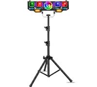 Vicalo Jeux de Lumiere pour Soiree 7 en 1 avec Trépied, Jeu de Lumiere Soiree DJ LED & Boule à Facettes, Lumière de Scène Activé par le Son avec Lumière UV & DMX512, Pack d'Éclairage pour Club