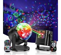 Vicalo Jeux de Lumiere pour Soiree, Boule Disco Tournante à 360° + eu de Lumiere Soiree DJ avec Contrôle Musical, Jeux de Lumière RVB avec Télécommande pour Fête, Anniversaire, Karaoké (2 Pièces)