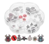 VICASKY 1 boîte Charms Ongles Halloween Résine Décorations Nail Art avec Fantômes Araignées et Chauves-souris Accessoires pour Filles Tenue Longue Durée Look Festif et Original