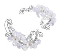 VICASKY 1 Boucles Oreilles à Clip Non Percées avec Décoration Perles et Fleurs Écouteurs Élégants Parfaits pour Occasions Spéciales et Noël