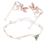 VICASKY 1 Ensemble Boucles Oreilles Ear Cuff et Diadème Accessoires Non Percés avec Décoration Perles et Fleurs Parfaits pour Toutes Occasions