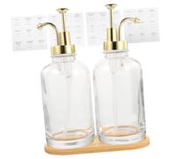 VICASKY 1 Ensemble Bouteille Verre avec Pompe Décorative pour Distributeur de Sirop de Café Étiquettes Plateau et Perlite Accessoires pour Bar à Café et Cuisine
