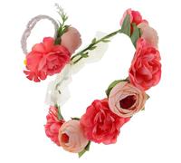 VICASKY 1 Ensemble Couronne de Fleurs et Bracelet Floral Élégant Accessoires de Mariage pour Demoiselle Honneur et Fille Ensemble à Emploi pour Célébrations et Photos
