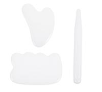 VICASKY 1 Ensemble De 3 Pièces Masseur De Peau Rouleau De Visage En Jade Planche À Gratter Planche À Gratter Kit De Planche De Massage Masseur Corporel Planche Gua Sha Kit De Plaques De