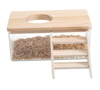 VICASKY 1 ensemble de bac à sable transparent pour hamster - Bac à sable pour hamster - Petit marchand d'animaux - Chinchilla Gerbils - Boîte de bain avec échelle et couvercle
