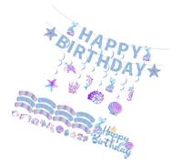 VICASKY 1 ensemble Décoration Anniversaire Thème Océanique Ensemble de Bannière Décorations Spiralées et Marque Places pour Fête Anniversaire pour Fêtes Plage