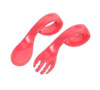 VICASKY 1 ensemble fourchette et cuillère couverts antidérapants pour jeunes filles ustensiles de dîner pour les premières tentatives de repas rose rouge