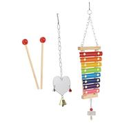 VICASKY 1 Ensemble Jouets pour Poules Jouets à Mordre Suspendre avec Miroir Forme de Cœur et Pierre à Mâcher pour Oiseaux