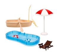VICASKY 1 Ensemble Miniature de Mobilier de Plage pour Maison de Poupée Transat Bateau et Accessoires de Décoration pour Modèles Miniatures de Piscine