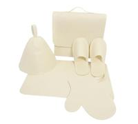 VICASKY 1 Ensemble Sac De Pouce De Sauna Sac De Rangement Pantoufle Chapeau Anti-transpiration Coiffes De Sauna Transpirer Capuchon De Mèche Mais Blanche Feutre