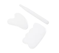 VICASKY 1 jeu de 3 planches de massage, plusieurs appareils de massage du visage, plateau à gratter en jade, outil de massage, planche de massage, kit de planche de massage Gua Sha Jade blanc