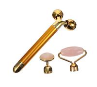 VICASKY 1 jeu de rouleaux électriques en jade pour le visage et le cou, appareil de massage en cristal naturel pour raffermir la peau et lutter contre les rides, portable et rechargeable