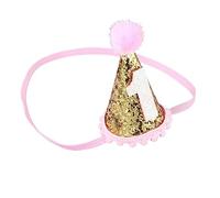 VICASKY 1 Pc Chapeau En Papier 1er Anniversaire Chapeaux Pour Enfants Chapeau D'or 1er Anniversaire Premier Chapeau De Fête D'anniversaire Chapeau Numéroté De Bébé Boule De Poils Bandeau