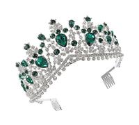 VICASKY 1 Pièce tiare mariage Couronne émeraude Diadèmes Royal strass bijoux de cheveux de la mariée accessoires de cheveux de mariée accessoires de mariée coiffe de mariée Vert