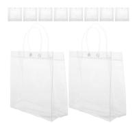 VICASKY 10 pièces Lot de Transparents à Main pour Cadeaux Sacs Plastiques Réutilisables Emballage Fête Mariage Shower Pratique et Élégant