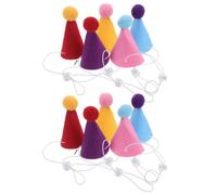 VICASKY 10 Pièces Mini Chapeau D’Anniversaire pour Chiens et Chats, Cône | Non Tissé Léger, Taille Ajustable, Lot, avec Pompons Multicolores