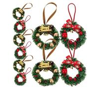VICASKY 10 Pièces Mini Couronne De Noël avec Baies Et Noeud Décoration De Saison pour Petits Espaces Guirlande Artificielle De Noël à Suspendre