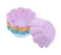 VICASKY 10 pièces Moules Silicone Réutilisables Caissettes Antiadhésives pour Muffins et Cupcakes Forme Fleur Couleurs Pastel Accessoires Pâtisserie et Faciles à Nettoyer