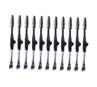 VICASKY 10 pièces Pinceaux Maquillage Double Embout Sourcils et Cils Pliable Mini Brosse Professionnelle Noir Argenté