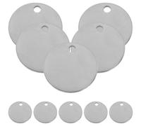 VICASKY 10 Pièces Plaques D'identification Rondes pour Chien à Graver, | Surface Lisse, Pendentifs Diy, pour Animal Domestique, Forme Ronde Percée, Finition Métallique, Lot de Dix