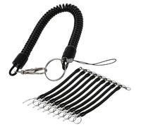 VICASKY 10 pièces Porte-clés Ressorts Spirale Rétractable avec Fermoir Dragonne Corde Élastique Extensible Anti-Perte pour Clés et Petits Objets et Noir