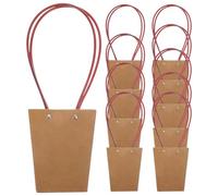 VICASKY 10 pièces Sacs Papier Kraft Imperméables Portables avec Poignée pour Fleurs Boîte Pliable Emballage Cadeau Pratique pour Bouquets et Décorations Lot de Moyens Jaunes