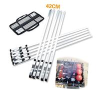 VICASKY 10 pièces Set de Brochettes Métalliques Acier Inoxydable pour Barbecue Ustensiles de Grillades pour Viandes et Légumes Faciles à Nettoyer pour Shish Kebabs et Repas Extérieur