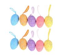 VICASKY 10 Pièces Œufs Mousse Colorés pour Pâques Décorations Suspendues Diy Accessoires Créatifs pour Garçon Fille Parfait pour Fête de Printemps Couleur Aléatoire