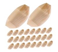 VICASKY 100 Pièces Disposable Wood Snack Boats Natural Wooden Serving Trays For Sushi Snacks Sandwiches Tacos Parties And Catering