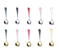 VICASKY 10pièces Lot de Cuillères à Café Rondes Acier Inoxydable Multicolores Cuillères à Dessert et Thé Poignée Peinture Piano Résistantes et Faciles à Nettoyer Adaptées Garçon Fille