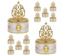 VICASKY 12 Boîtes à Bonbons en Plastique Doré Nœud, Coffrets Présents pour Mariage et Fêtes, Boîte à Dragées Décorative pour Anniversaire et Célébrations, Emballage Présent Festif