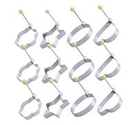 VICASKY 12 pièces Anneaux à Œufs Acier Inoxydable Moules Antiadhésifs pour Œufs Ronds Omelettes et Pancakes avec Poignée Cuisson Pratique Déjeuner et Repas Famille