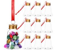 VICASKY 12 Pièces Boule Décorative Transparente 50ml en Plastique | Bocal Cloche à Bouchon Vissé, Rubans Suspendre, pour Mini Ornements et Bonbons