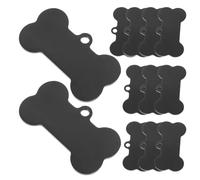 VICASKY 12 Pièces Étiquette pour Chien en Acier Inoxydable Forme Os Noir, Facile à Graver, Bords Lisses Bavures, pour Balades et Identification D'animaux