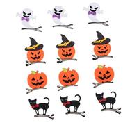 VICASKY 12 Pièces Halloween Hairpins Assorted Cartoon Pumpkin Ghost Cat Hair Decorations Bobby Pins For Party And Costume