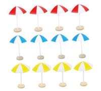 VICASKY 12 pièces Mini Beach Umbrellas Set for Doll House Decoration Highly Simulated Resin Sun Umbrellas in Multi-Functional Miniature Coastal Scene Accessories
